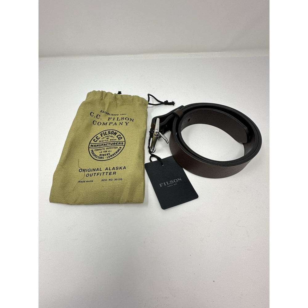 NWT Filson 1-1/4" Bridle Leather Belt Brown Stainless Steel Size 30 USA 63203